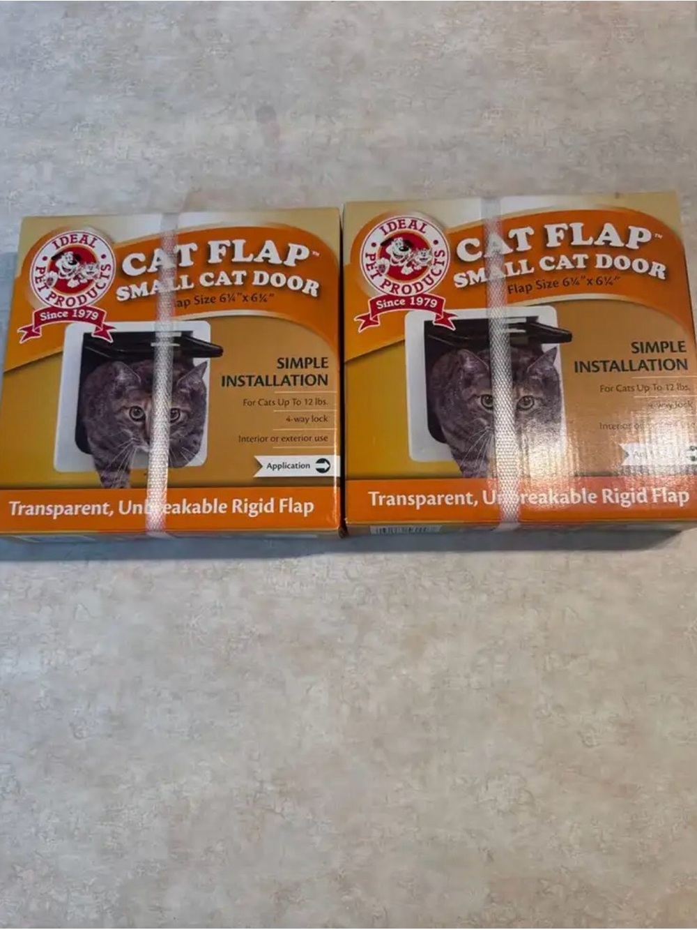 2 Cat Flap Small Cat Doors - Transparent Rigid Flap